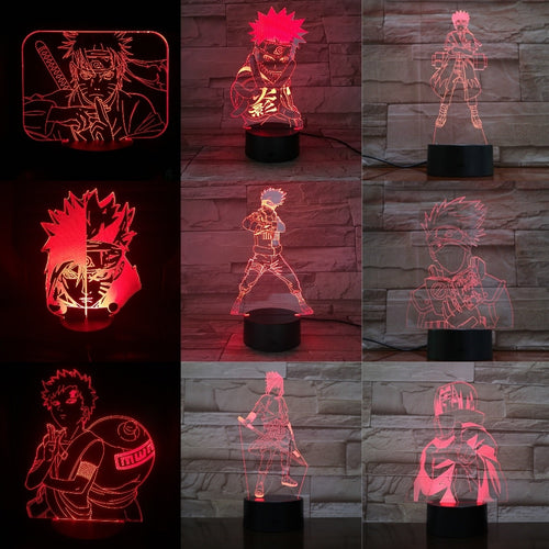 Anime Naruto Kids Led Night Light Gaara Nightlight Home Decorative Lamp Sasuke Uchiha Bedroom Table 3d Night Lamp Kakashi Hatake