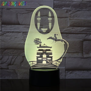 Spirited Away No Face Man 3d Night Lamp Bedside Manga Room Decor Light Boy Child Kid Gift Birthday Holiday Led Night Light Anime