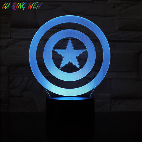 Marvel Captain America Shield Led Night Light Touch Sensor 7 Color Changing Decoration Bedroom Table Lamp Comics Steve Rogers