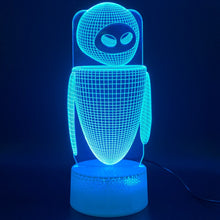 Load image into Gallery viewer, 3d Lamp Movie WALL E 2 Robot Eva Figure Kids Nightlight Lampara Bedroom Decorative Lamp Birthday Gift for Baby Led Night Light