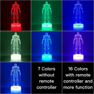 3d Led Night Light Lamp Marvel Iron Man Figure Bedroom Decor Bright Base Touch Sensor Cool Baby Kids Child Atmosphere Ironman