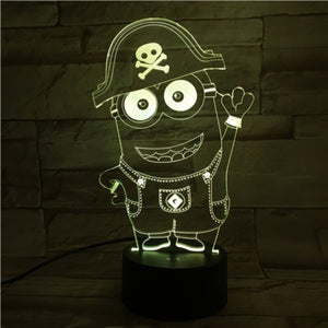 Unique Kids Led Night Light Despicable Me 2 Minions Nightlight for Children's Bedroom Decorative 3d Led Night Lamp Boys Gift