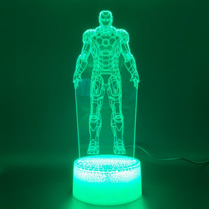 3d Led Night Light Lamp Marvel Iron Man Figure Bedroom Decor Bright Base Touch Sensor Cool Baby Kids Child Atmosphere Ironman