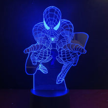 Load image into Gallery viewer, DC Marvel Superhero Spider Man Figure Kids Led Night Light Bedroom Decor Nightlight Child Birthday Gift 3D Night Lamp Spiderman