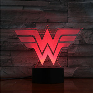 DC Marvel Superhero Wonder Woman Kids Led Night Light Usb Touch Sensor Bedroom Decoration Lamp Child Boy Present 3D Night Lamp