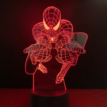 Load image into Gallery viewer, DC Marvel Superhero Spider Man Figure Kids Led Night Light Bedroom Decor Nightlight Child Birthday Gift 3D Night Lamp Spiderman