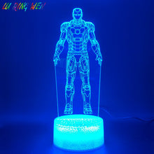 Load image into Gallery viewer, 3d Led Night Light Lamp Marvel Iron Man Figure Bedroom Decor Bright Base Touch Sensor Cool Baby Kids Child Atmosphere Ironman