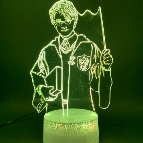 Child LED Night Light Lamp The Magic Boy Harry Potter Figure USB Battery Powered Nightlight for Kids Room Decor Lamp 3d Illusion