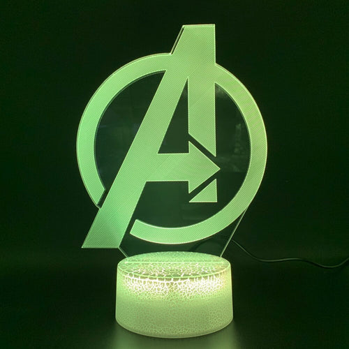 3d Led Night Light Lamp Marvel The Avengers Logo Bedroom Decor Crafts Bright Base Color Changing Cool Baby Kids Atmosphere