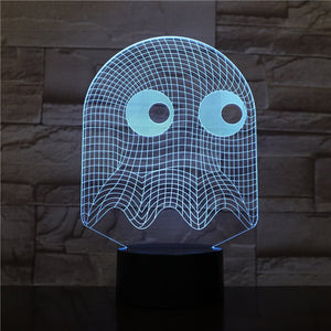 Arcade Game Pac Man Blinky Ghost 3d Night Lamp Table 7 Colors Changing Novelty Lighting Boy Child Kid Gift Pacman Led Nigh Light