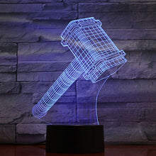 Load image into Gallery viewer, 3D Lamp Marvel Superhero Thor Children LED Night Light Room Deco Battery Lamp Dropshipping 2019 Boy Kids Table Lamp The Avengers