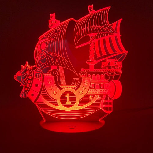 3d Illusion Lamp Anime One Piece Boat Thousand Sunny Led Night Light for Boys Birthday Gift Children's Bedroom Decor Nightlight