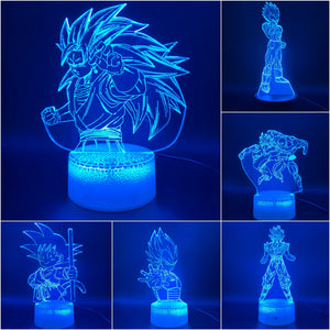 Awesome 3D Illusion Lamp Dragon Ball Z Goku Super Saiyan Figure Office Home Decoration Lamp Gift for Kids Child Led Night Light