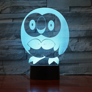 Pokemon Go Rowlet Figure 3d Night Light LED Touch Sensor Room luminaria Drop Shipping Battery Night Light Table Lamp Rowlet