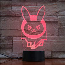 Load image into Gallery viewer, Game Overwatch D.Va Hana Song Kids Night Light LED Touch Sensor Bedroom Decor Light Holiday Present OW 3d Night Lamp Dva Bedside