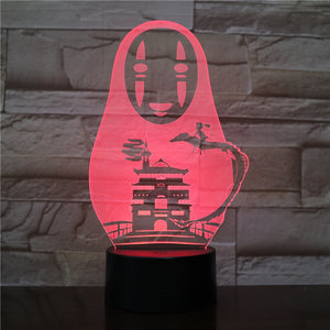 Spirited Away No Face Man 3d Night Lamp Bedside Manga Room Decor Light Boy Child Kid Gift Birthday Holiday Led Night Light Anime