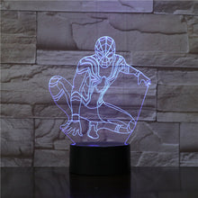 Load image into Gallery viewer, DC Marvel Superhero Spider Man Figure Kids Led Night Light Bedroom Decor Nightlight Child Birthday Gift 3D Night Lamp Spiderman