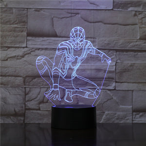 DC Marvel Superhero Spider Man Figure Kids Led Night Light Bedroom Decor Nightlight Child Birthday Gift 3D Night Lamp Spiderman