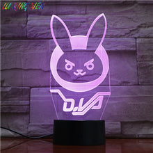 Load image into Gallery viewer, Game Overwatch D.Va Hana Song Kids Night Light LED Touch Sensor Bedroom Decor Light Holiday Present OW 3d Night Lamp Dva Bedside