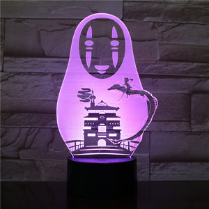 Spirited Away No Face Man 3d Night Lamp Bedside Manga Room Decor Light Boy Child Kid Gift Birthday Holiday Led Night Light Anime