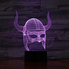 Load image into Gallery viewer, Cool Kids Led Night Light Viking Helmet with Horn Nightlight for Child Bedroom luminaria Usb Battery Powered Led Night Lamp 3d