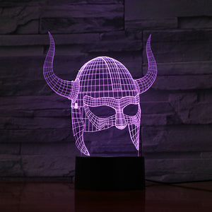 Cool Kids Led Night Light Viking Helmet with Horn Nightlight for Child Bedroom luminaria Usb Battery Powered Led Night Lamp 3d