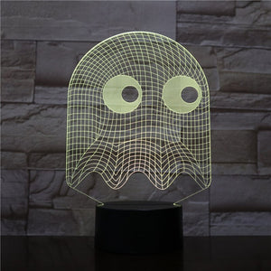 Arcade Game Pac Man Blinky Ghost 3d Night Lamp Table 7 Colors Changing Novelty Lighting Boy Child Kid Gift Pacman Led Nigh Light