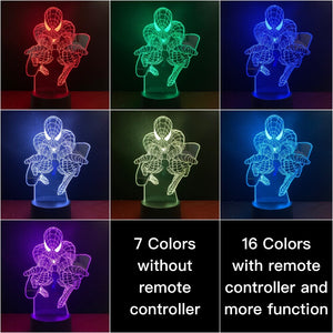 DC Marvel Superhero Spider Man Figure Kids Led Night Light Bedroom Decor Nightlight Child Birthday Gift 3D Night Lamp Spiderman