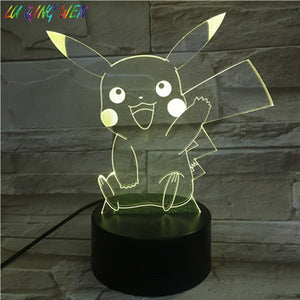 Pokemon Go Pikachu Figure Kids Night Light LED Bedside Atmosphere Colorful Night Light Child Holiday Gift 3D Lamp RGB Pikachu