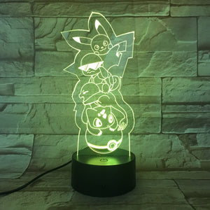 Pokemon Go Pikachu Figure Kids Night Light LED Bedside Atmosphere Colorful Night Light Child Holiday Gift 3D Lamp RGB Pikachu