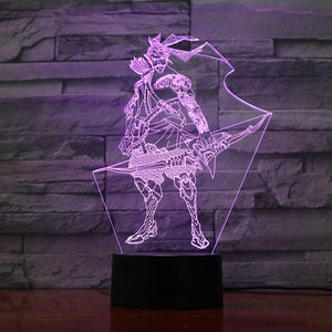 Game Led Night Light Overwatch Hero Angela Ziegler Nightlight Room Decor Boy Child Kids Gift OW Mercy Desk 3d Night Lamp Bedroom