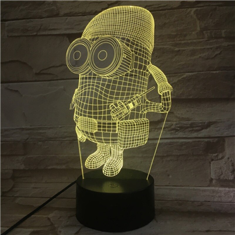 Unique Kids Led Night Light Despicable Me 2 Minions Nightlight for Children's Bedroom Decorative 3d Led Night Lamp Boys Gift