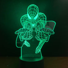 Load image into Gallery viewer, DC Marvel Superhero Spider Man Figure Kids Led Night Light Bedroom Decor Nightlight Child Birthday Gift 3D Night Lamp Spiderman