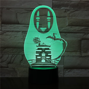 Spirited Away No Face Man 3d Night Lamp Bedside Manga Room Decor Light Boy Child Kid Gift Birthday Holiday Led Night Light Anime