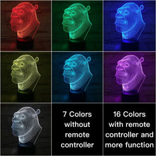 Load image into Gallery viewer, Cool Baby Led Night Light Film Shrek Nightlight for Children&#39;s Bedroom Atmosphere Acrylic Laser Usb Led Night Lamp Shrek for Kid