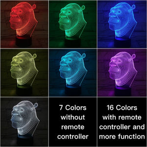 Cool Baby Led Night Light Film Shrek Nightlight for Children's Bedroom Atmosphere Acrylic Laser Usb Led Night Lamp Shrek for Kid