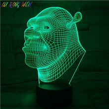 Load image into Gallery viewer, Cool Baby Led Night Light Film Shrek Nightlight for Children&#39;s Bedroom Atmosphere Acrylic Laser Usb Led Night Lamp Shrek for Kid