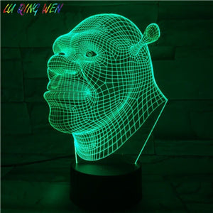 Cool Baby Led Night Light Film Shrek Nightlight for Children's Bedroom Atmosphere Acrylic Laser Usb Led Night Lamp Shrek for Kid