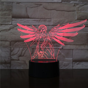 Game Led Night Light Overwatch Hero Angela Ziegler Nightlight Room Decor Boy Child Kids Gift OW Mercy Desk 3d Night Lamp Bedroom