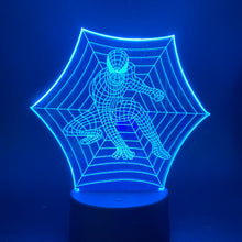 Load image into Gallery viewer, Usb Acrylic Table 3d Lamp Cobweb Spider Man Marvel Superhero Led Night Light 7 Colors Changing Touch Switch Nightlight Spiderman