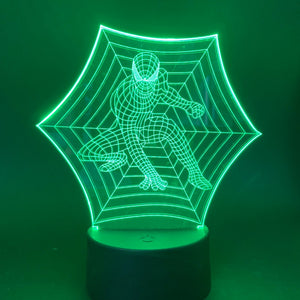 Usb Acrylic Table 3d Lamp Cobweb Spider Man Marvel Superhero Led Night Light 7 Colors Changing Touch Switch Nightlight Spiderman