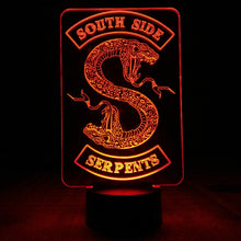 Load image into Gallery viewer, TV Series Riverdale South Side Serpents Snake Logo Led Night Light Bedroom Decor Friend Birthday Present Table Lamp Night Light