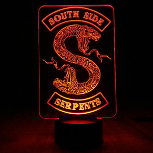 TV Series Riverdale South Side Serpents Snake Logo Led Night Light Bedroom Decor Friend Birthday Present Table Lamp Night Light