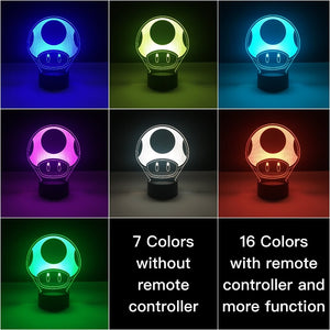 Game Super Mario 1 Up Mushroom Kids Led Night Light for Child Bedroom Decorative 3d Lamp Battery Powered Cool Baby Nightlight 3d