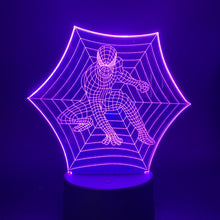 Load image into Gallery viewer, Usb Acrylic Table 3d Lamp Cobweb Spider Man Marvel Superhero Led Night Light 7 Colors Changing Touch Switch Nightlight Spiderman