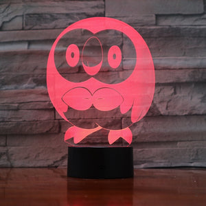 Pokemon Go Rowlet Figure 3d Night Light LED Touch Sensor Room luminaria Drop Shipping Battery Night Light Table Lamp Rowlet