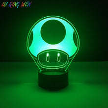 Load image into Gallery viewer, Game Super Mario 1 Up Mushroom Kids Led Night Light for Child Bedroom Decorative 3d Lamp Battery Powered Cool Baby Nightlight 3d