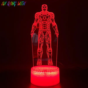 3d Led Night Light Lamp Marvel Iron Man Figure Bedroom Decor Bright Base Touch Sensor Cool Baby Kids Child Atmosphere Ironman