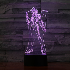 Game Led Night Light Overwatch Hero Angela Ziegler Nightlight Room Decor Boy Child Kids Gift OW Mercy Desk 3d Night Lamp Bedroom