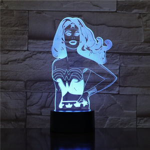 DC Marvel Superhero Wonder Woman Kids Led Night Light Usb Touch Sensor Bedroom Decoration Lamp Child Boy Present 3D Night Lamp